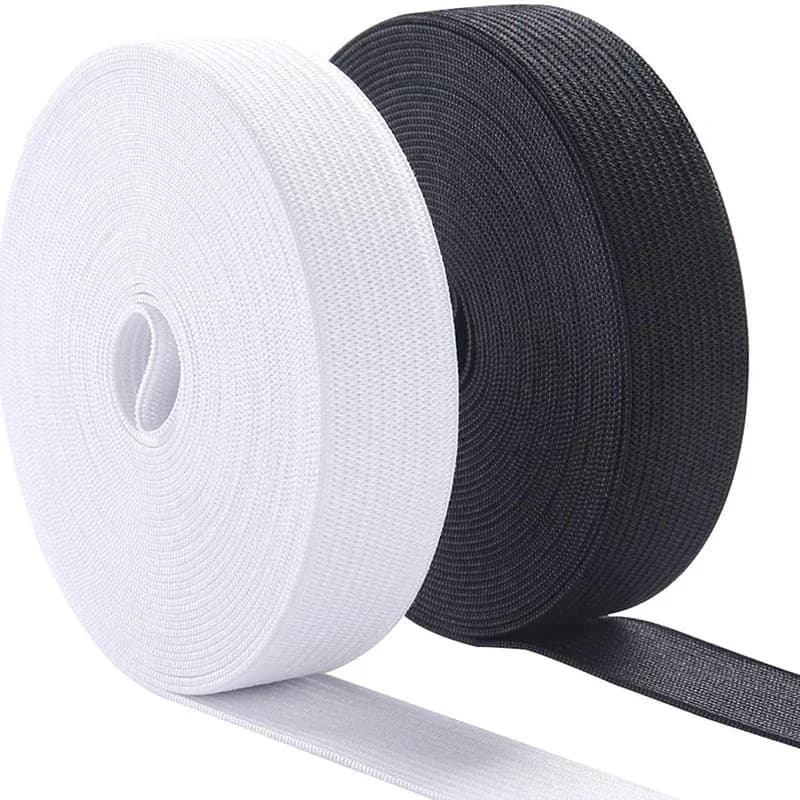 Bande élastique de couture de 5 mètres, bande élastique en tricot à haute élasticité pour la couture de la ceinture élastique blanc noir 10-60MM