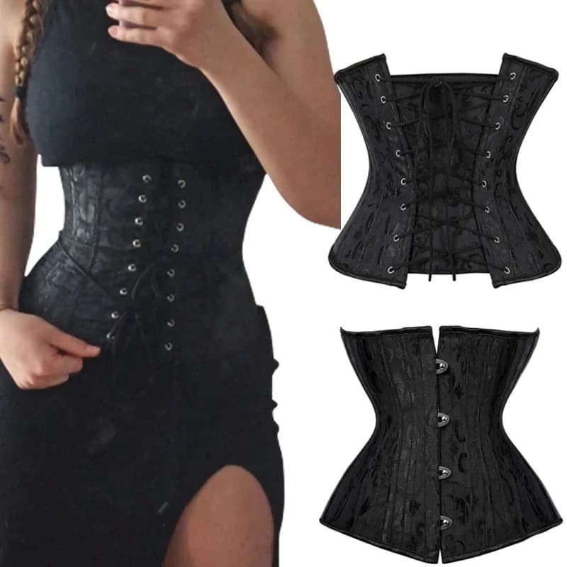 Corsets bustier à lacets pour femmes, os en acier, entraîneur de taille, vêtements gothiques, gaine amincissante pour le corps, ventre sexy, grande taille