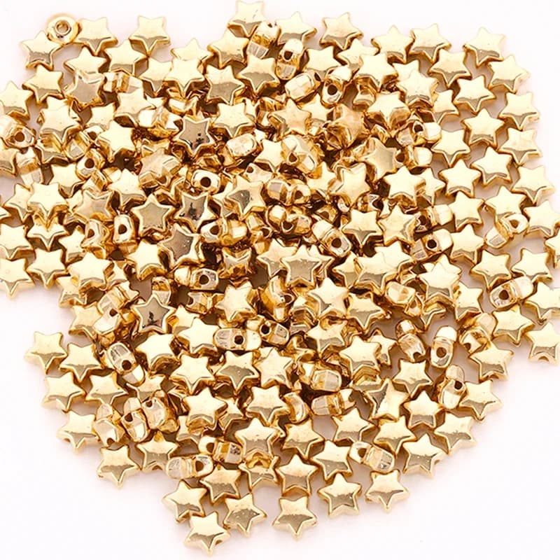 100-200 pièces/lot 6/9mm perles d'étoile pour la fabrication de bijoux à l'aiguille CCB plaqué or pentagramme perles d'espacement Bracelets faits à la main