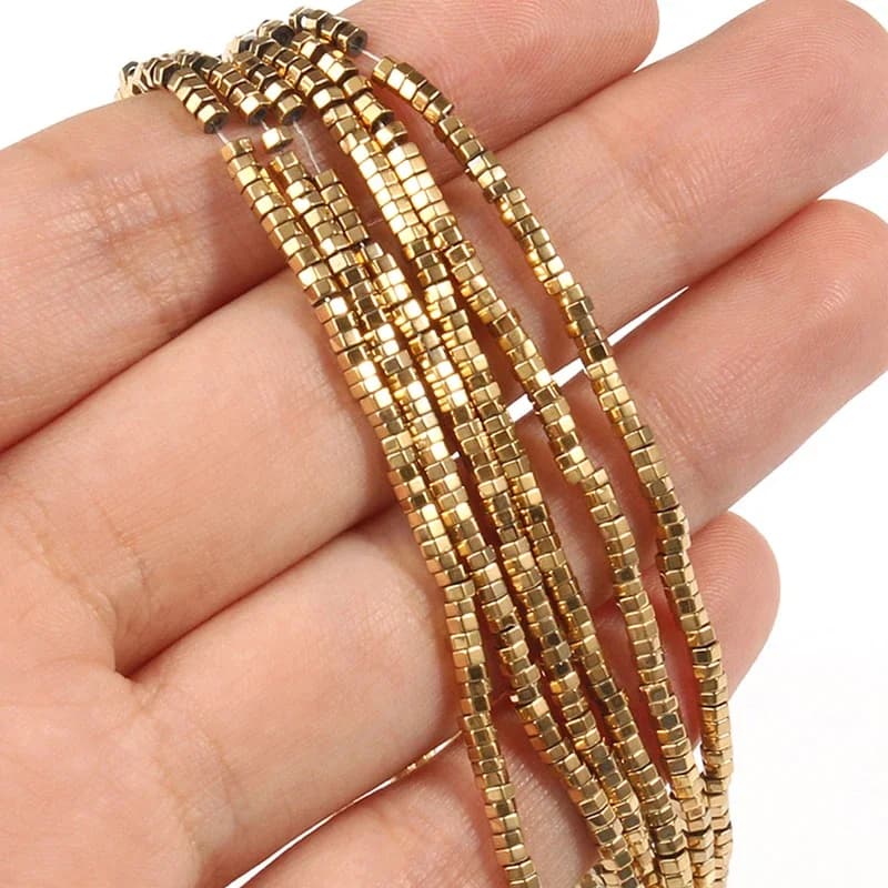 Perles d'hématite plaquées or naturel, rétention de couleur, perles d'espacement rondes en vrac pour la fabrication de bijoux, Bracelets cadeaux, collier, DIY