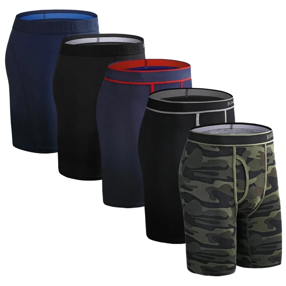 Lot de 5 Boxers pour Hommes, Sous-vêtements en Coton, Culottes Masculines, Boxershorts Homme, Sous-vêtements de Haute Qualité