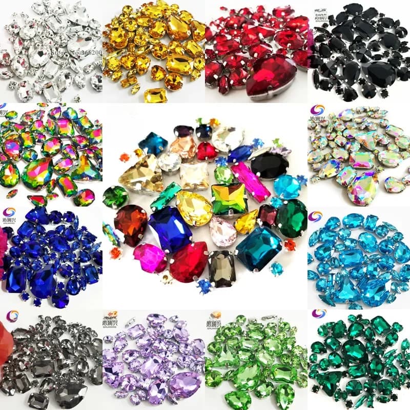 68 pièces/50 pièces/30 pièces, mélange de strass scintillants en cristal, à coudre, pour travaux d’aiguille, pierres à coudre pour projets de bricolage/vêtements/robe de mariée.