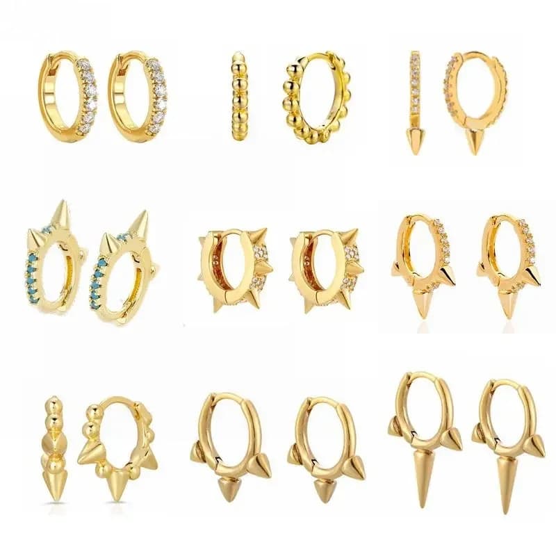 Boucles d'oreilles créoles en argent regardé 925 pour femmes, boucles d'oreilles rondes CZ, grand et petit diamètre, boucles d'oreilles tendance simples, bijoux fantaisie