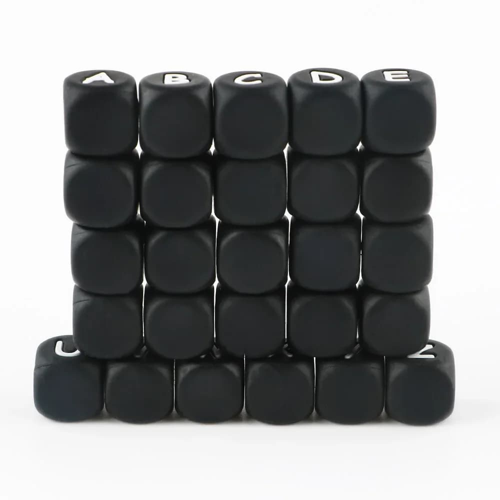 Kovict 10 pièces 12mm lettres en Silicone noir perles pour la fabrication de bijoux en vrac bricolage pour accessoires de bijoux