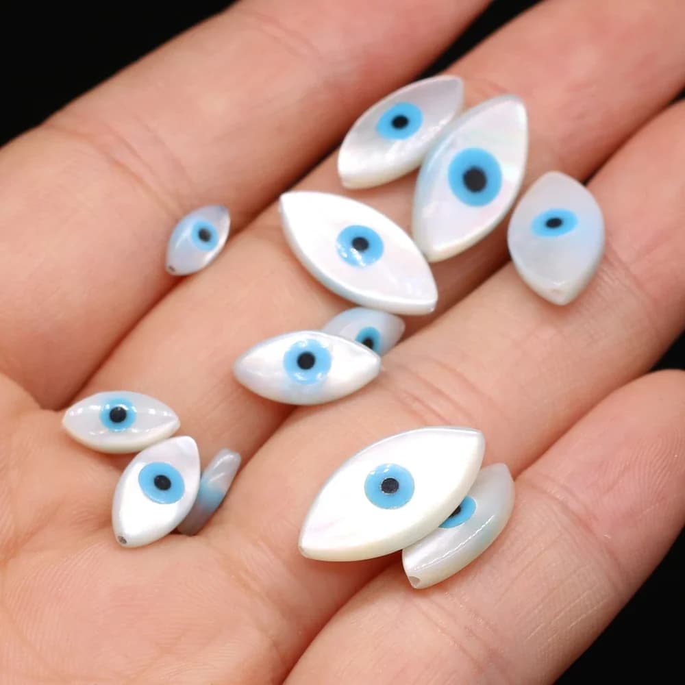 Perles de nacre naturelle blanche mauvais œil, 5 pièces, pour la fabrication de bracelets à breloques, collier, bijoux, recherche d'accessoires, cadeau