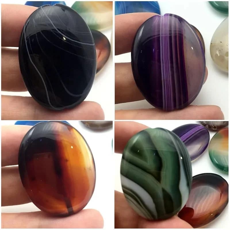 Collier et pendentif en perles d'agate multicolores ovales à trou droit 30x40MM, pierre précieuse naturelle Reiki, onyx violet à veines bleues, bijoux