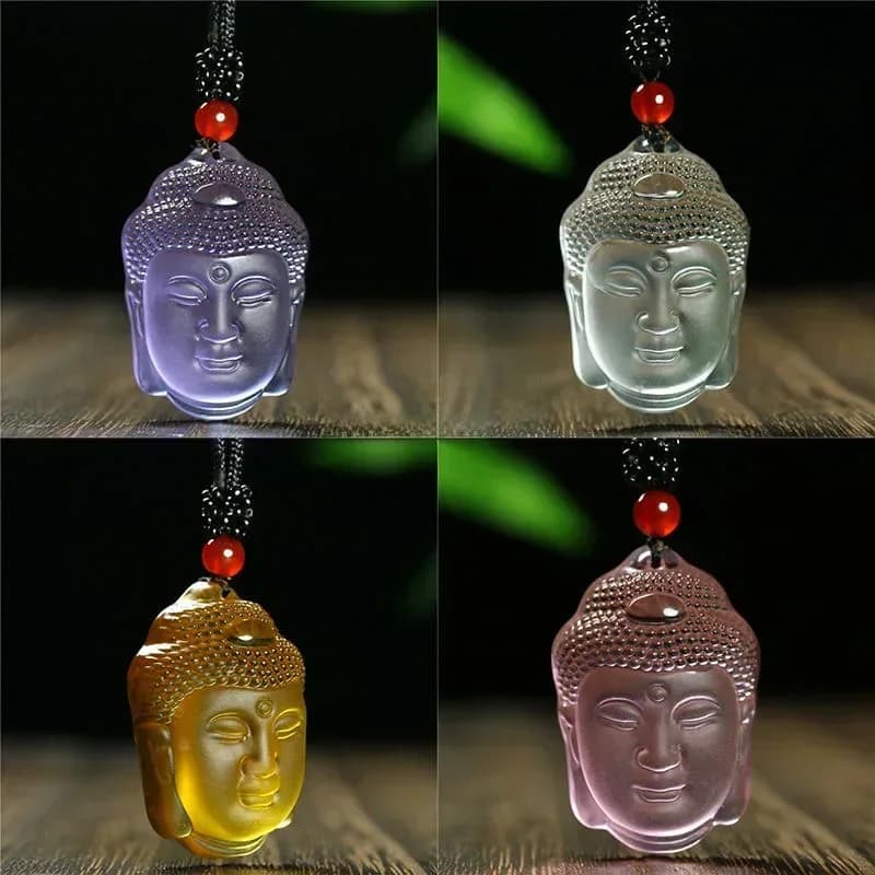 Pendentif Tête de Bouddha Sculpté en Clip Naturel Blanc et Jaune Rose, Collier, Bijoux, Breloque Aura, Amulette, Cadeau pour Homme