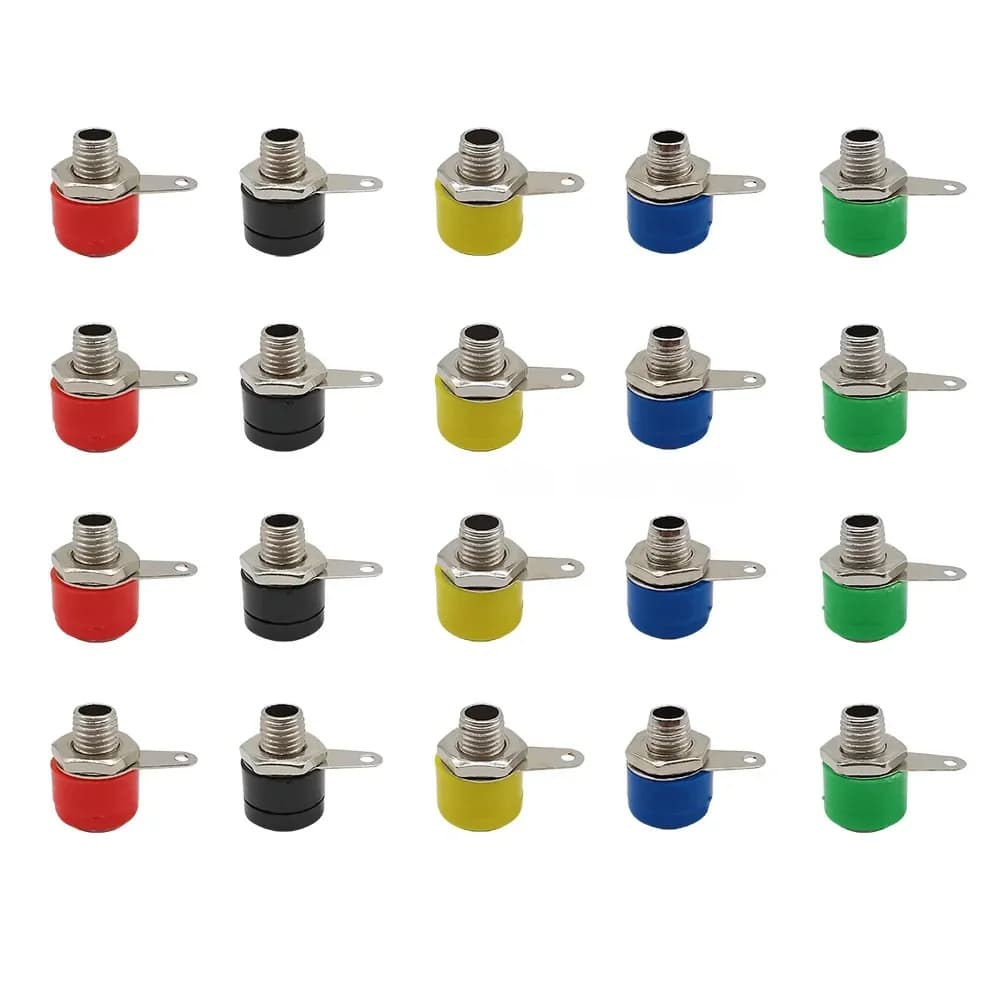20 pièces 4mm prise banane Jack connecteur femelle liaison poste haut-parleur panneau bornes adaptateur de prise banane 5 couleurs
