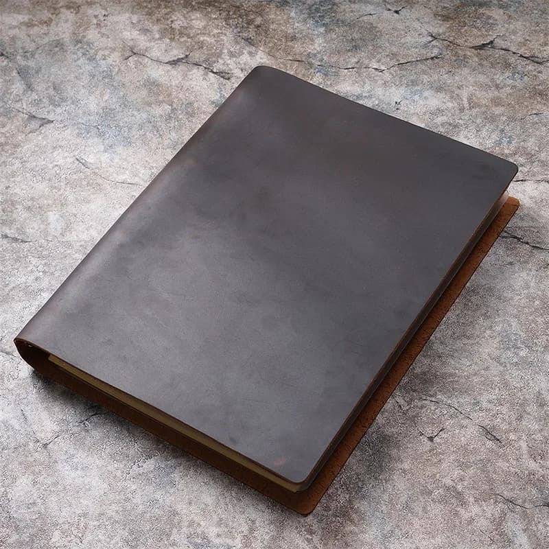 Grand carnet A4 en cuir de vache, couverture pour carnet de croquis, bureau rétro, feuilles mobiles, cadeau doublé, Journal vierge