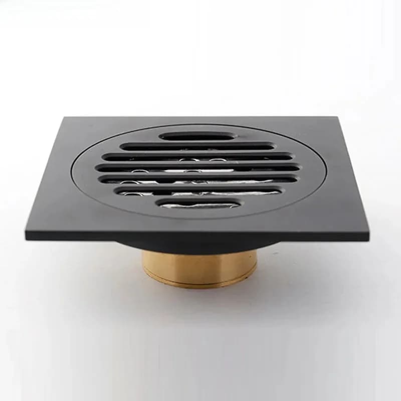 Hotaan Anti-odeur noir mat baignoire douche égouttoir sol 10 cm laiton carré sol douche Drain déchets grille sol Drain