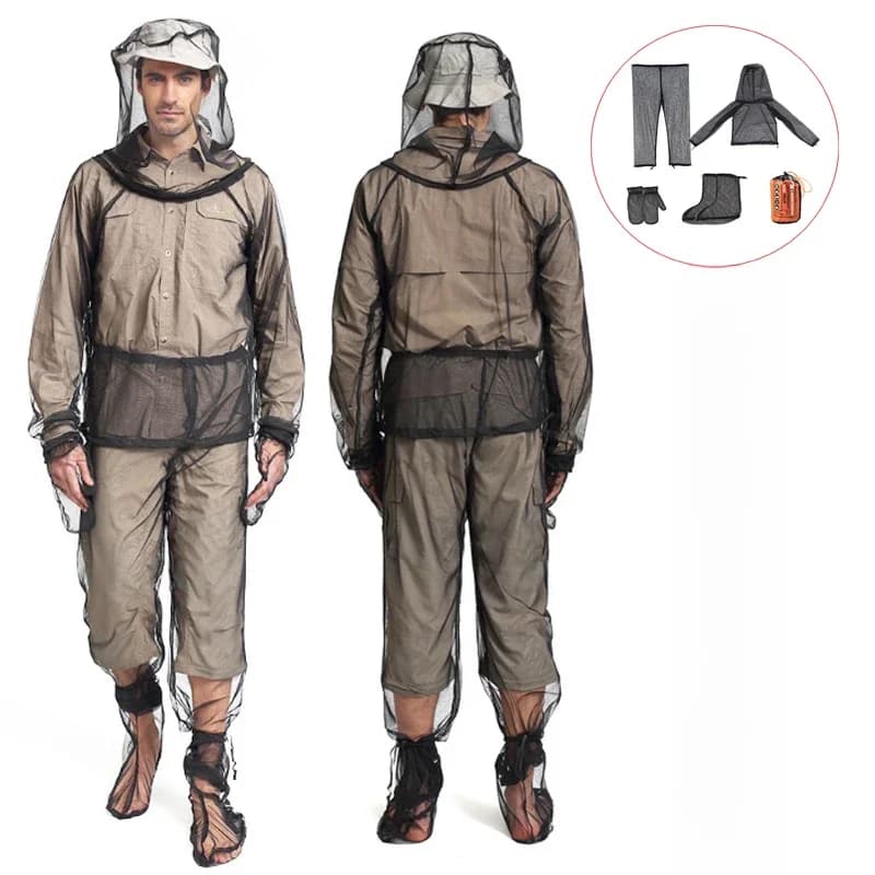 Combinaison anti-moustiques à capuche en maille, aventure de pêche en plein air, ensemble de vêtements anti-insectes, vêtements de camping et de randonnée anti-moustiques