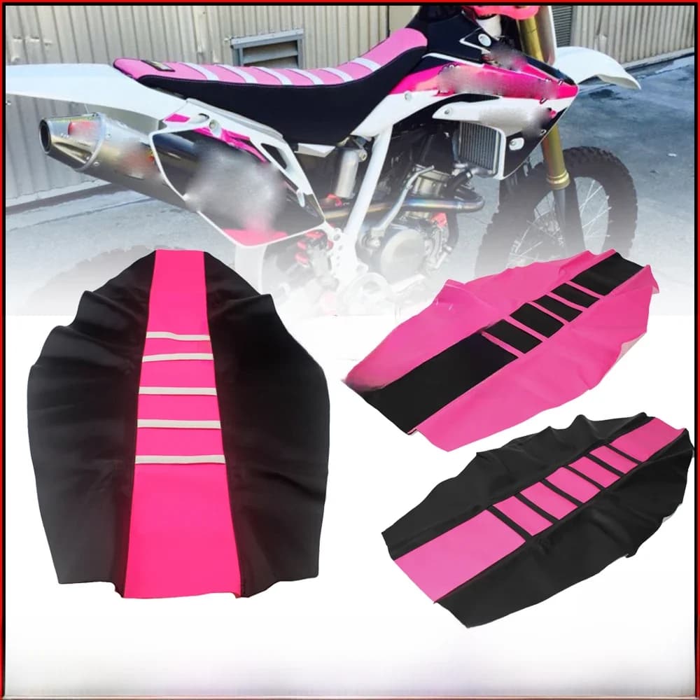 Juste de siège à rayures personnalisées pour Yamaha, Motocross Smile Moto, Rose, Noir, YZ85, TTR125, YZ250F, TM250, TM80, Beta, RR, CRF, CR, Poly XT, 450