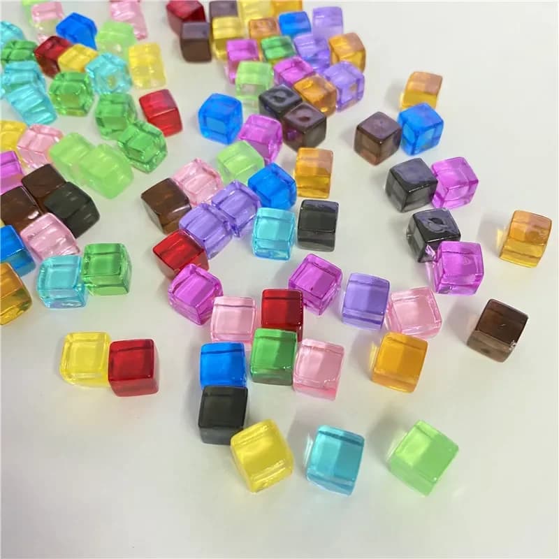 Cube d'angle carré Transparent de 8mm, 100 pièces/ensemble, dés colorés et solides, pièce d'échecs à Angle droit pour jeu de société