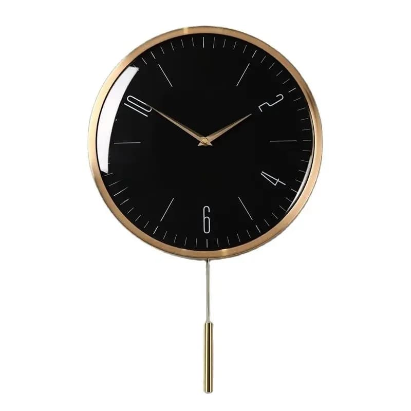 Horloges murales à pendule de luxe nordique, horloge murale en métal créative, montre silencieuse dorée, cadeau de décoration de salon, décoration d'intérieur moderne