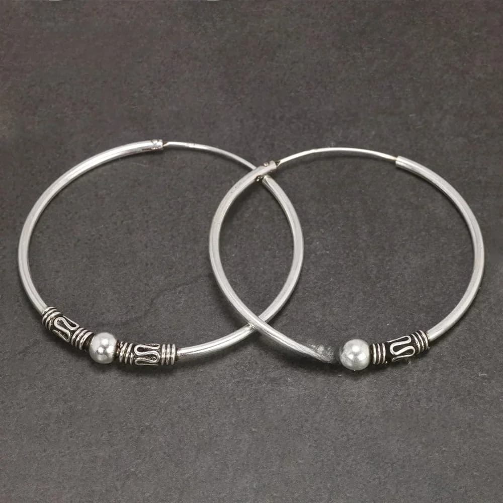 Boucles d'oreilles créoles en argent Sterling 925 véritable pour femmes, cercle rond rétro Vintage, Style Antique, bijoux pour femmes, 16mm 20mm 30mm 40mm