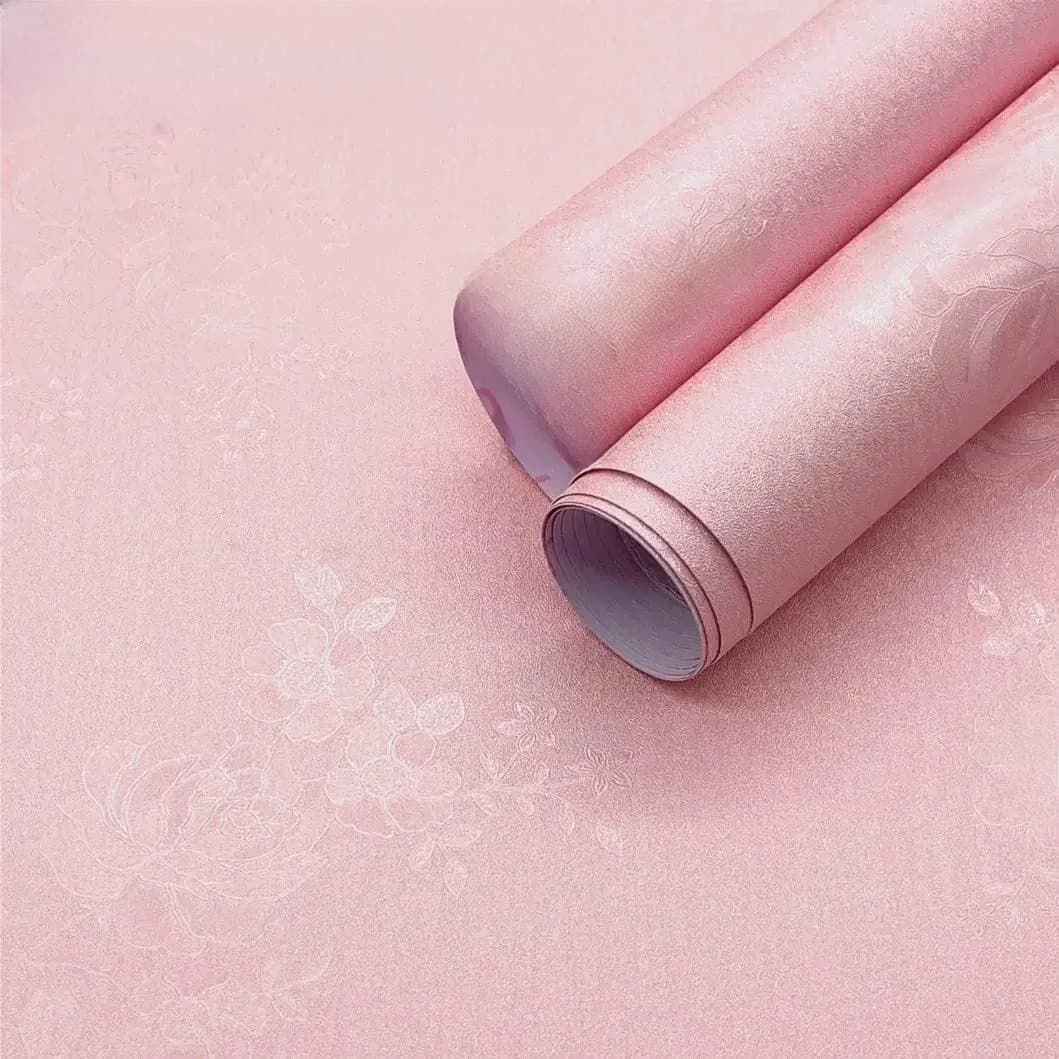 Papier Peint Auto-Adhésif Rose Solide Imperméable à Motif Floral, Décoration de Meubles et de Chambre à Coucher