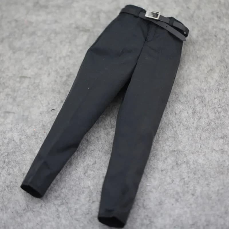 Costume de 12 ''pour homme, échelle 1/6, pantalon noir, Costume avec ceinture, figurine de soldat masculin, poupées corporelles, en Stock