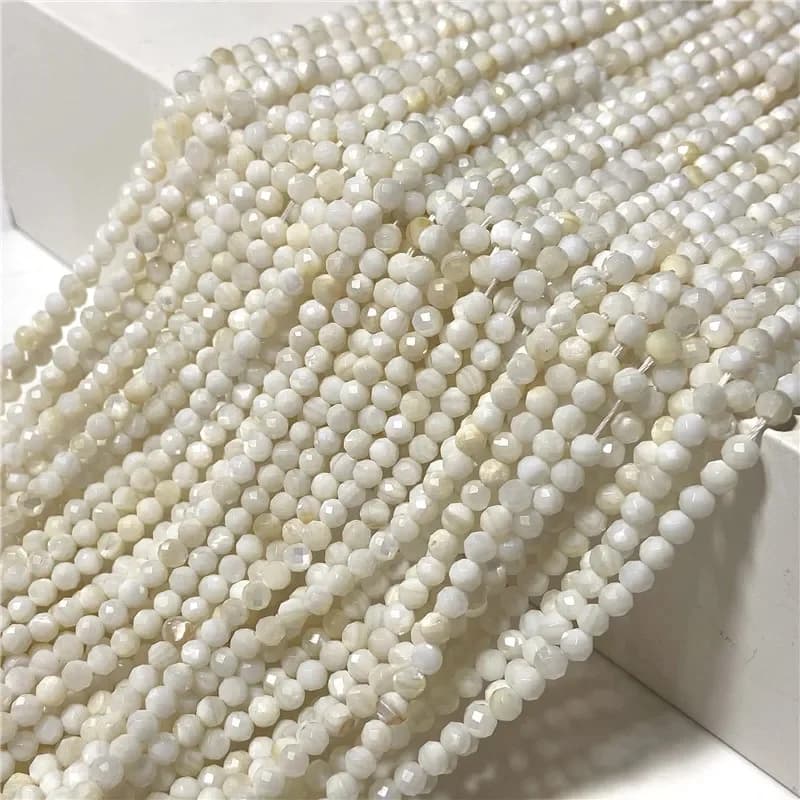 Perles de coquillage blanches d'eau douce naturelles, fil de 2/3/4 MM, petites perles en pierre à facettes pour bricolage de bijoux, collier, boucles d'oreilles, vente en gros