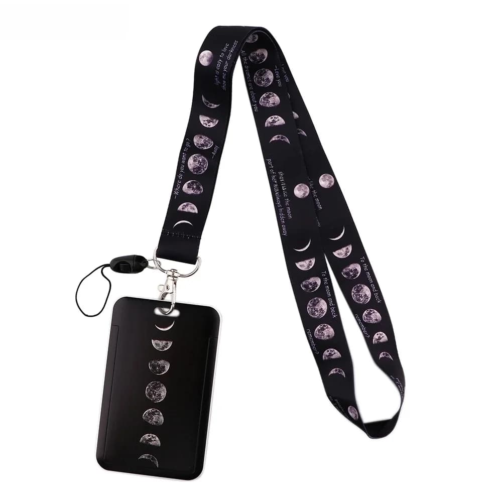 Ransitute R1855 éclipse lunaire lanière porte-carte d'identité porte-clés de voiture carte d'identité carte de sport téléphone portable Badge porte-clés bijoux
