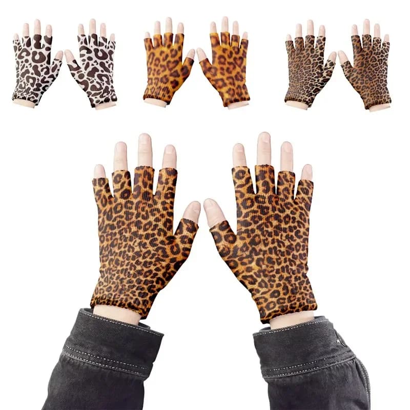 Gants léopard pour femmes, élastiques à cinq doigts, à la mode, pour l'extérieur, sans doigts, pour fête, pour écran tactile