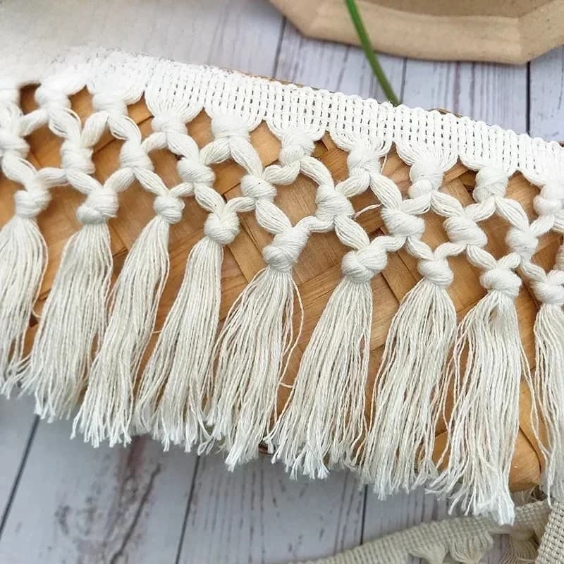 Meetee-Tissu de dentelle de gland de coton, fil de ruban noué, écharpe de balai, bricolage, zones artisanales, etextile, accessoire de couture de rideau, 2 m, 5m, 9 cm, 10cm