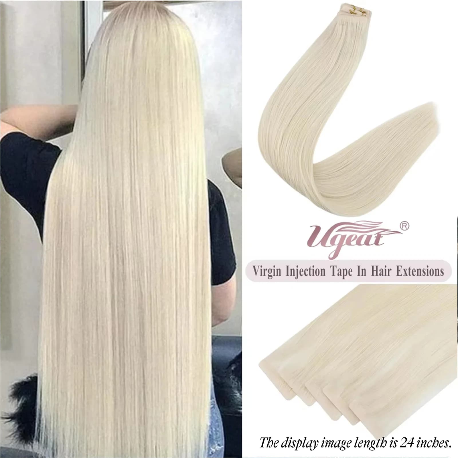 [12 mois] Ugeat ruban Invisible dans les Extensions de cheveux humains 10A Grade sans couture peau trame Injection vierge bande dans les cheveux 2.5 g/pièces