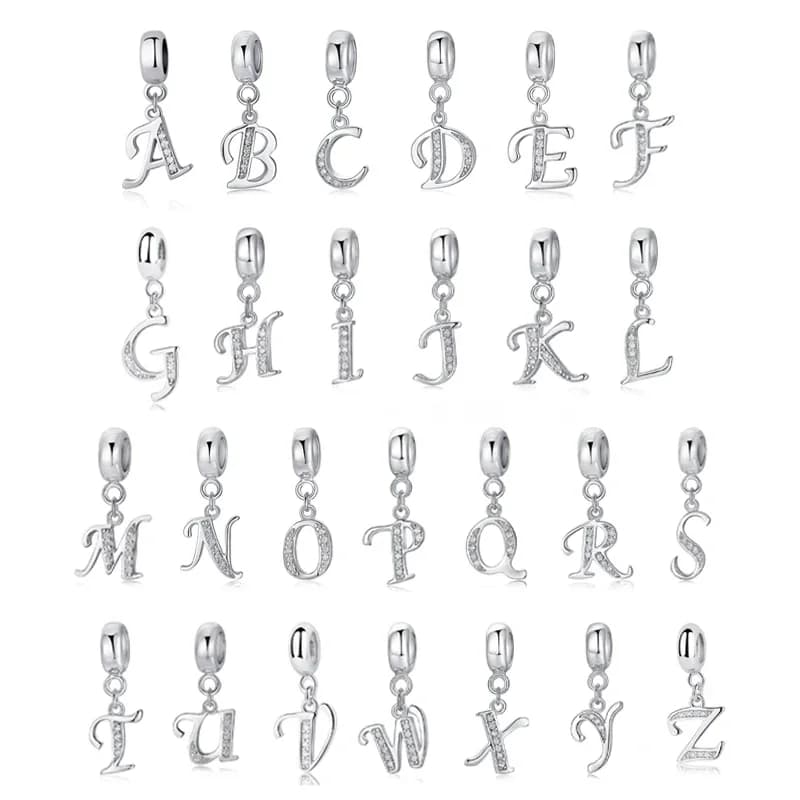 Breloques en argent Sterling 925, lettres originales de l'alphabet A-Z, pendentif, perles adaptées aux Bracelets de marque, colliers, bijoux à faire soi-même pour femmes