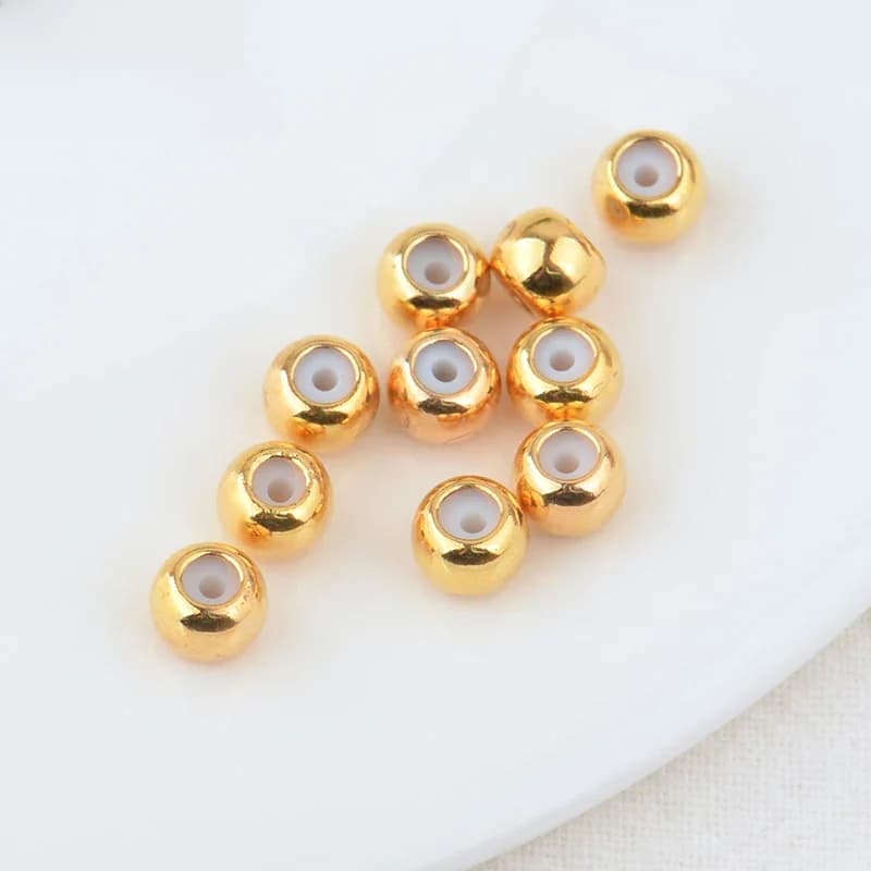 (2872) 20 pièces 3MM 4MM 5MM 6MM 24K couleur or plaqué laiton avec perles en caoutchouc de haute qualité bijoux à bricoler soi-même faisant des résultats