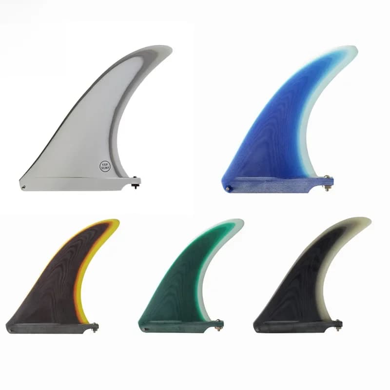 Fins de Surf Longboard en fiber de verre, 7/8/9/10/25/11 pouces, simples, blanches/bleues/noires/brunes/vertes