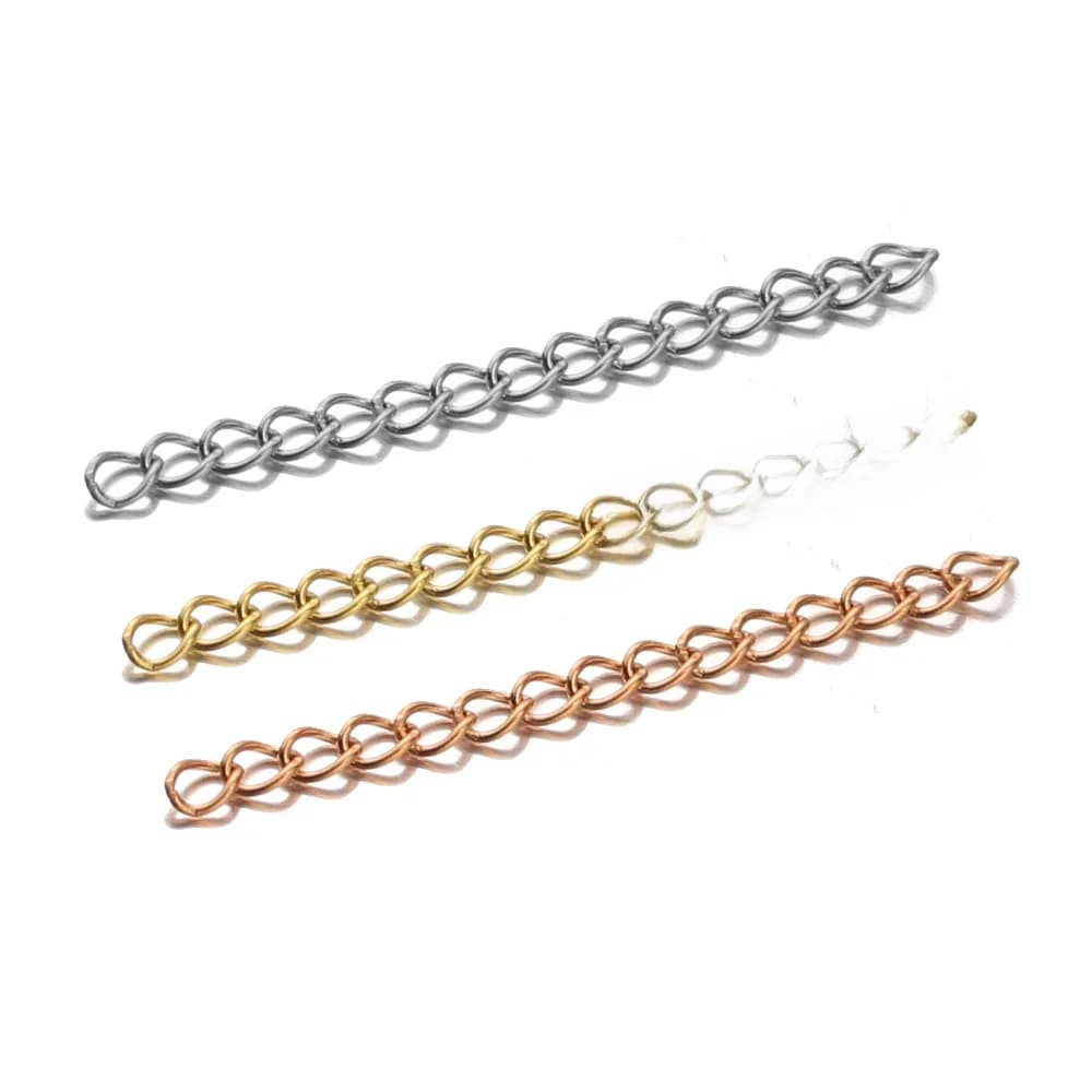 Chaînes d'extension en acier inoxydable de 5cm, 50 pièces, collier en or Rose, chaîne étendue pour bricolage, fournitures de fabrication de bijoux, vente en gros