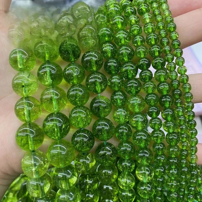 Peridot vert naturel cristal Quartz perles rondes perles en vrac 4 6 8 10 12 MM choisir la taille pour la fabrication de bijoux bracelet à bricoler soi-même 15 "brin