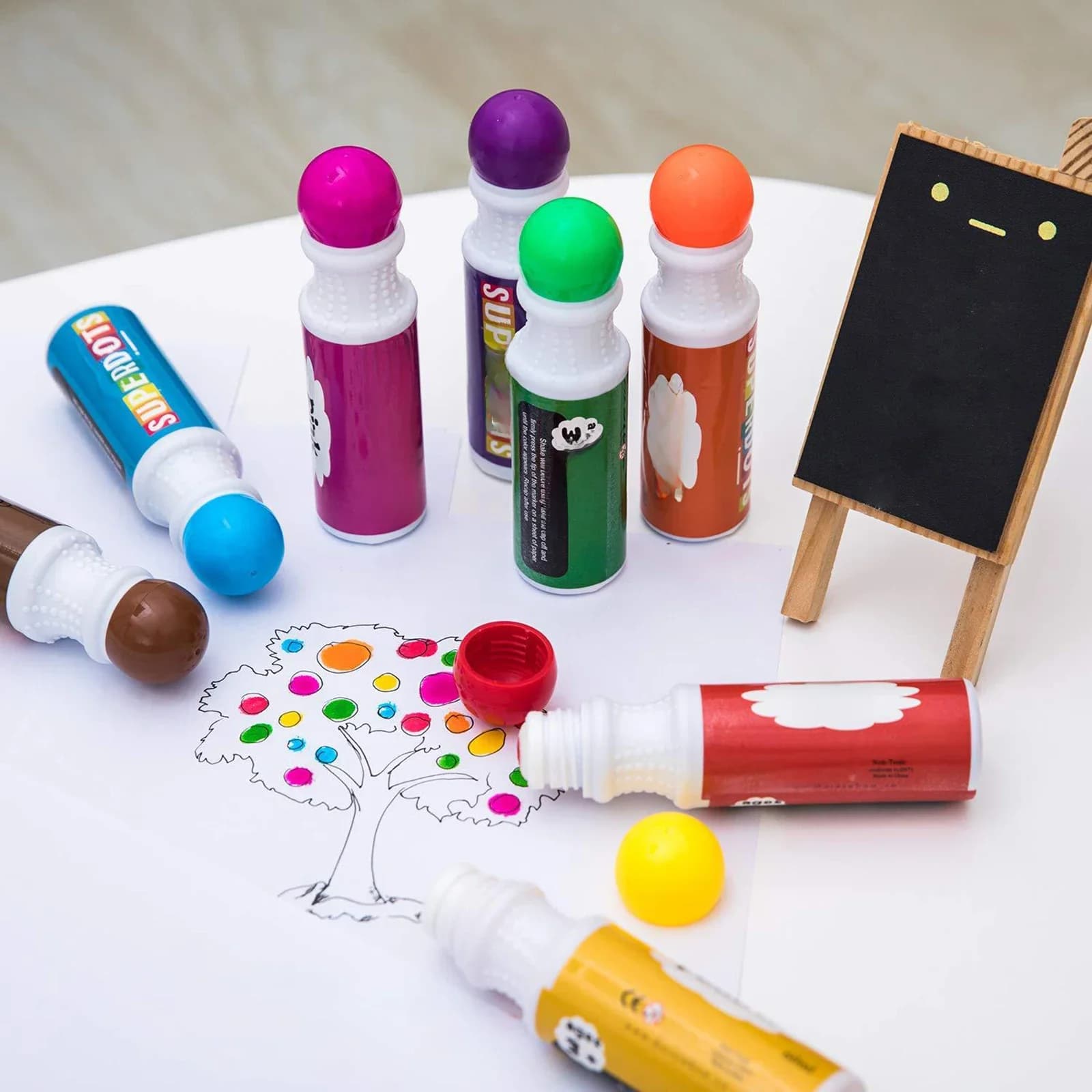 Marqueurs de points lavables non toxiques pour enfants et tout-petits, bingo dabbers, peinture, art, artisanat, approvisionnement, pas de gâchis, prise en main facile, 8 couleurs