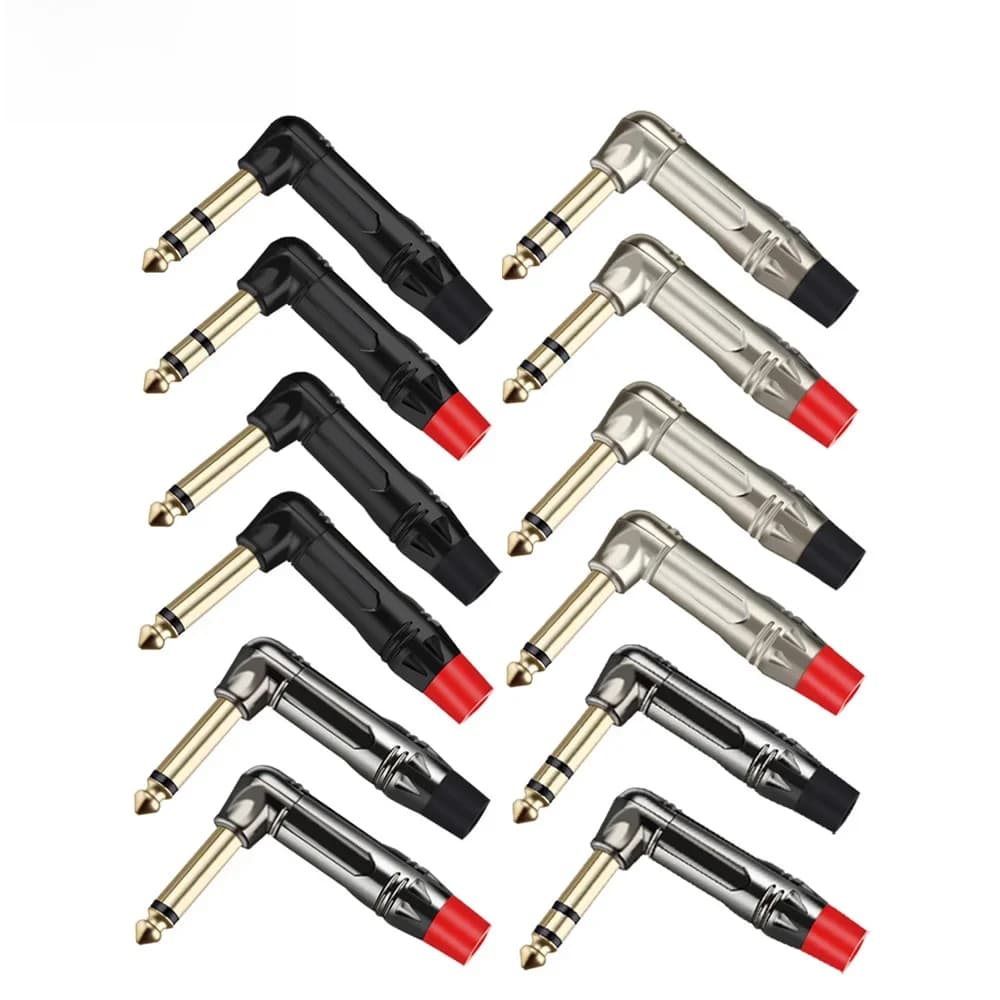 Connecteur de fil Jack Mono/stéréo, prise mâle à Angle droit de 6.35mm, pour guitare, Microphone, micro, connecteur Audio, vente en gros d'usine, 2 pièces/lot