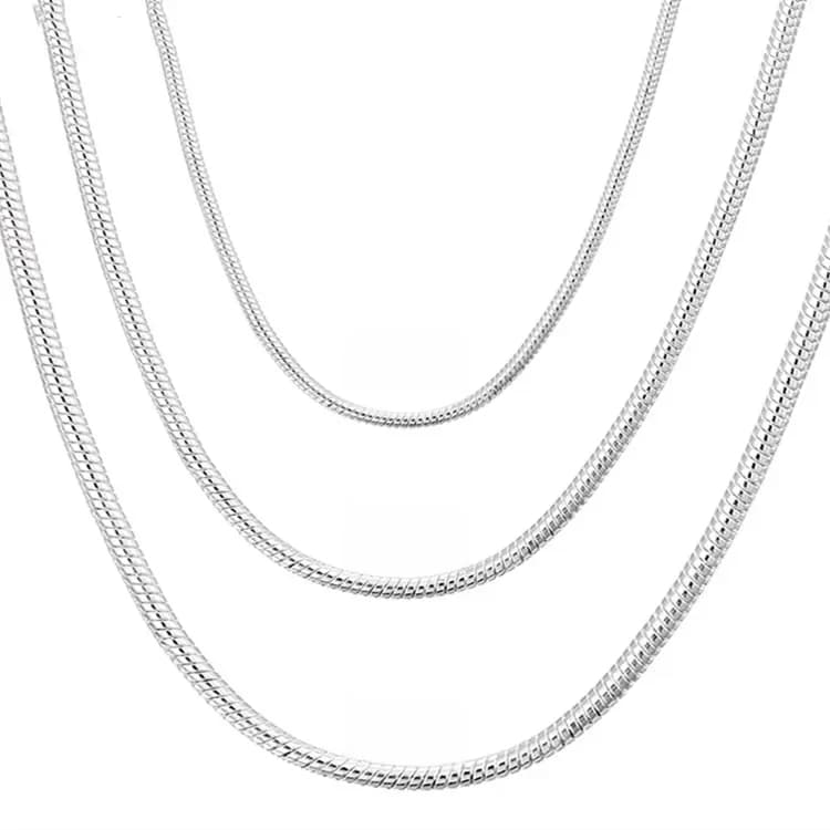 Collier chaîne serpent solide en argent Sterling 925, 40-75cm, 1MM/2MM/3MM, pour hommes et femmes, bijoux à la mode pour pendentif, livraison gratuite
