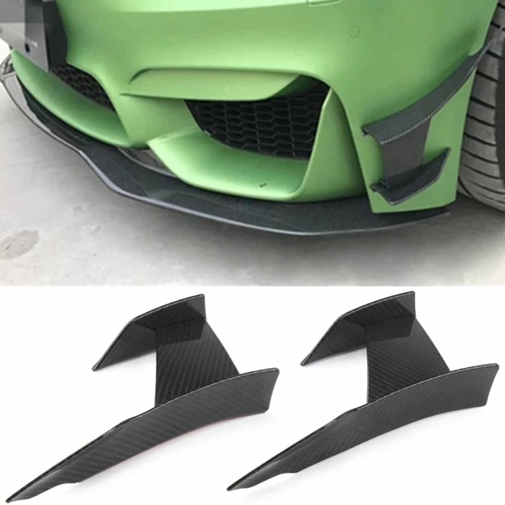Autocollant Canard de becquet de séparateur d'aileron de lèvre 6 pièces pare-chocs avant de style de voiture en Fiber de carbone noir brillant