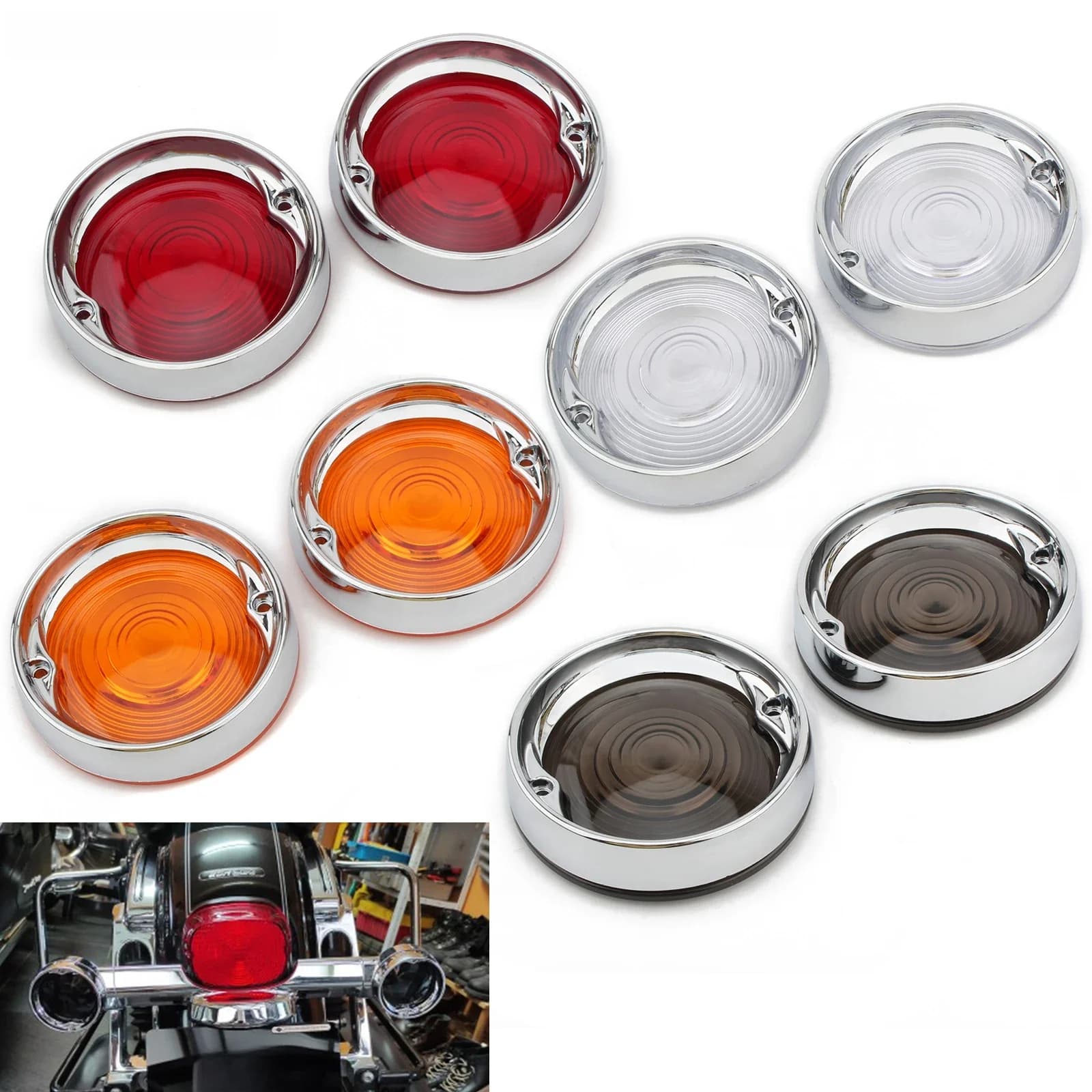 Lentilles de clignotant plat, anneau de garniture, lentille de fumée plate pour Harley Touring Electra Glide Road King Road Glide 1986 – 2022