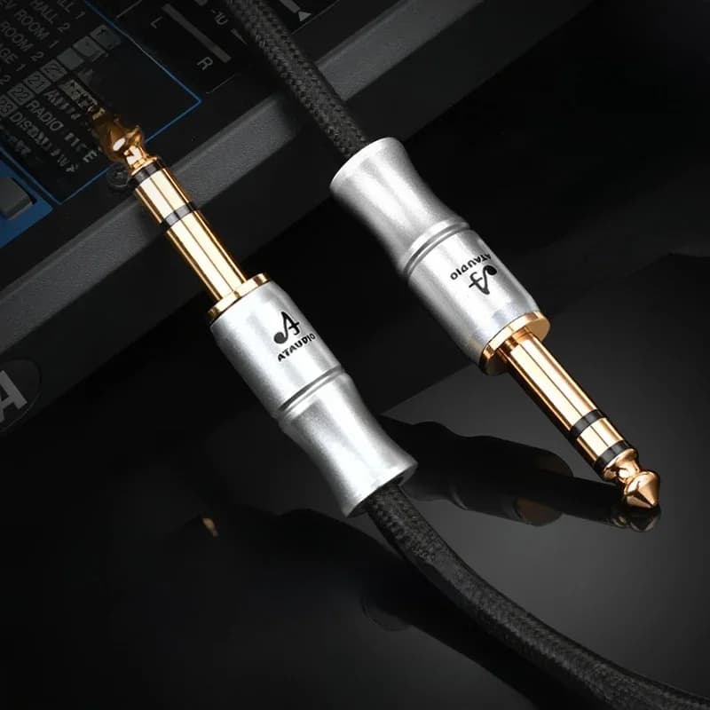 Câble HIFI TRS 6,5 mm 6N OFC Jack 6,35 mm Mâle-Mâle Auxiliaire 1,8 m pour Guitare, Table de Mixage, Amplificateur, Basse