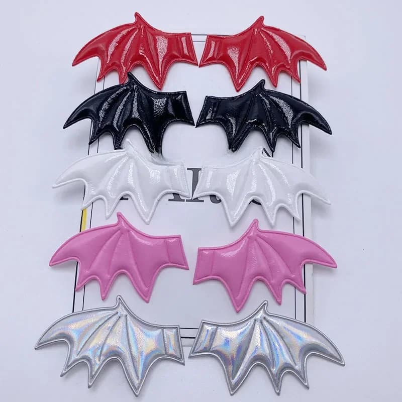 Lot de 40 pièces 3.5x6CM, tissu en cuir, ailes de chauve-souris de démon, Appliques rembourrées pour bricolage, Costume d'halloween, pince à cheveux de Vampire, patchs de décoration