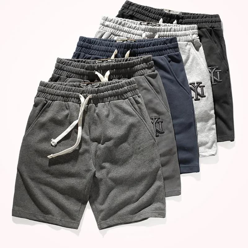 Short de sport en pur coton pour homme, short de course décontracté, taille élastique, Wstring de proximité, pantalon à cinq points, été 2021