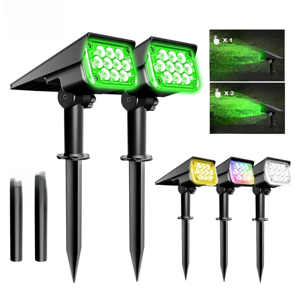1/2/4PCS Lampe Solaire à Température de Lumière Réglable, Lampe de Jardin Solaire Extérieure IP65, Projecteur Solaire Super Lumineux