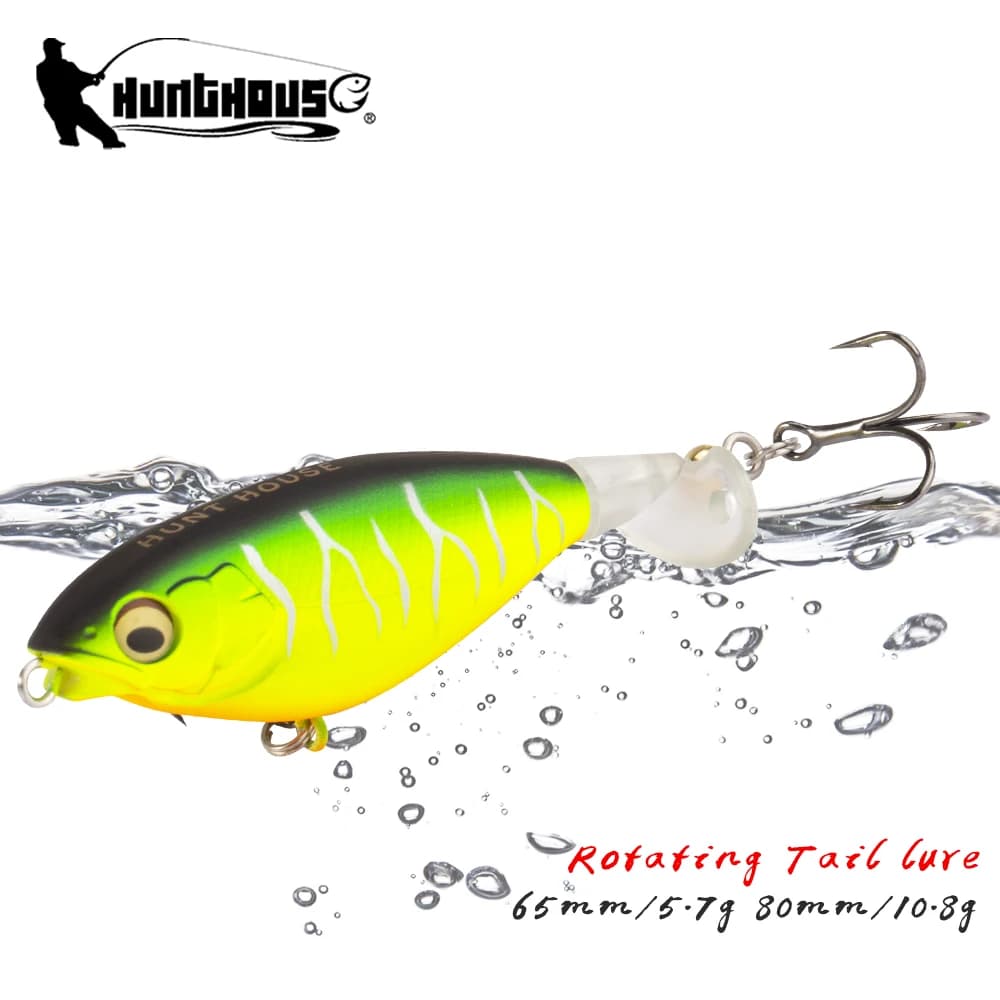 Leurre de pêche rotatif Hunthouse Rotating Tail Bait Pencil 65mm/80mm 5.7g/10.8g flottant, type Walk The Dog, pour la pêche au bar