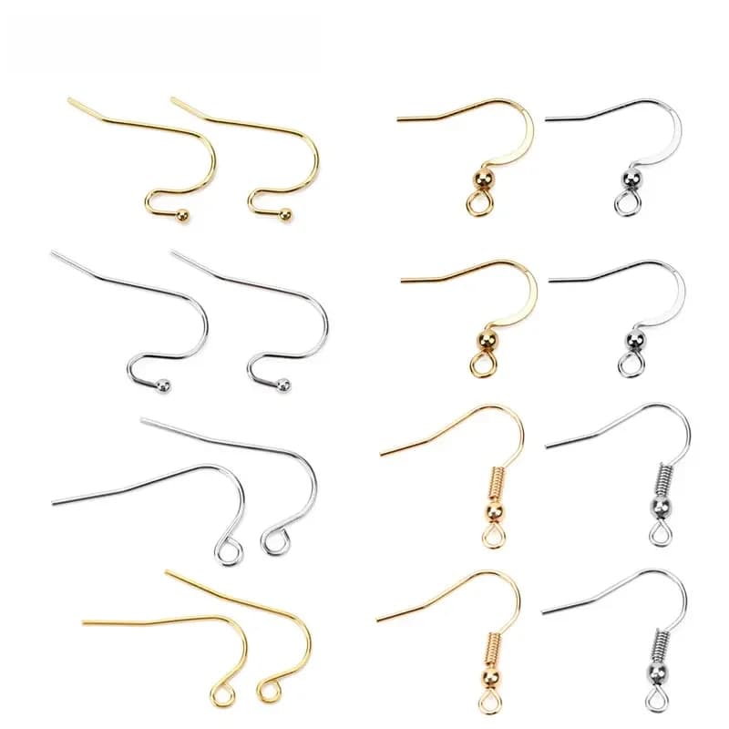 Crochets de boucles d'oreilles hypoallergéniques en acier inoxydable, 50 pièces, sans Nickel, Anti-allergie, fil de fermoir pour bricolage, fabrication de bijoux