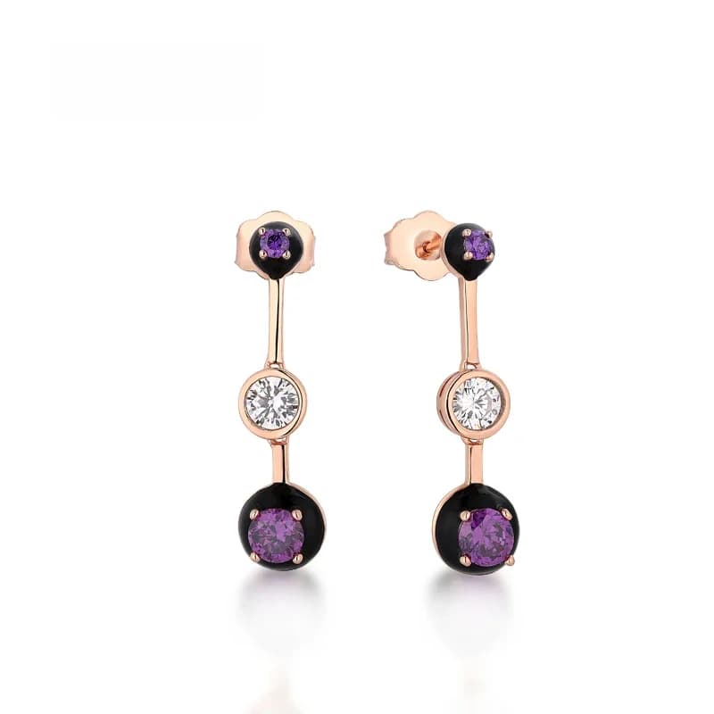 Boucles d'oreilles en argent Sterling 925, zircon cubique clair, émail noir, goutte d'eau, fête pour femmes, bijoux de haute qualité, tendance, nouveau Style