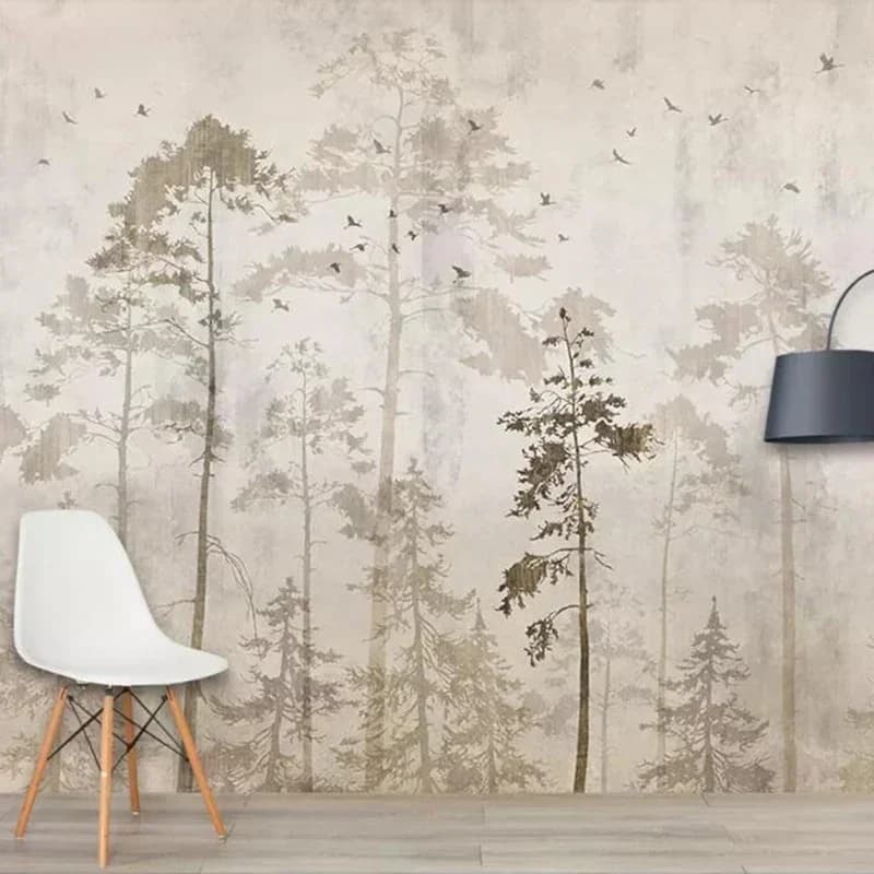 Peinture murale personnalisée rétro nostalgique forêt grand arbre oiseaux grand papier peint Mural salon chambre cuisine 3D décor à la maison
