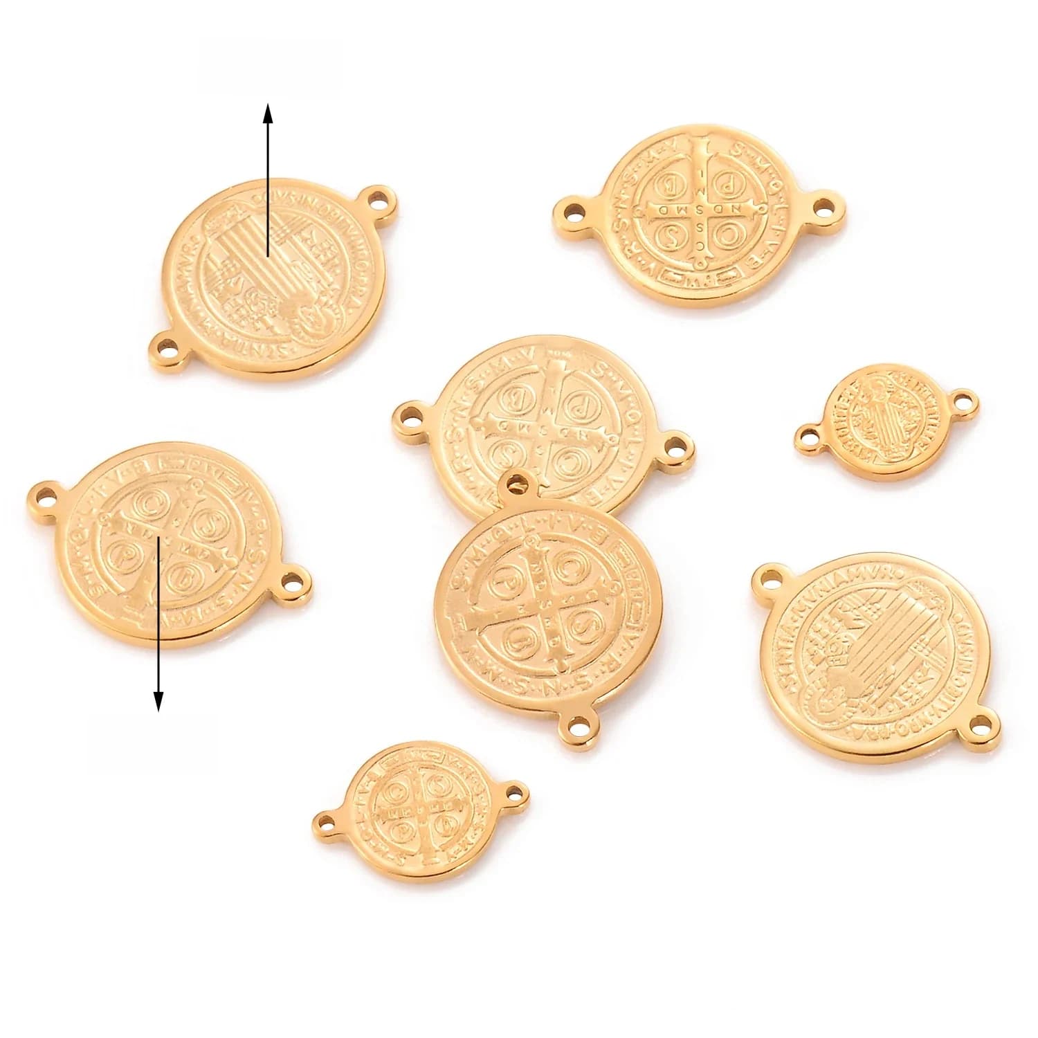 10 pièces en acier inoxydable religieux jésus 1/2/3 trous étiquette de pièce de monnaie connecteur breloques pendentif chrétien collier bricolage fabrication de bijoux artisanat