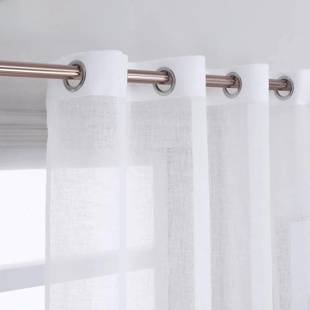 Rideau de fenêtre en Tulle Voile de Style américain, blanc naturel moderne, solide, à œillets transparents, pour salon et chambre à coucher