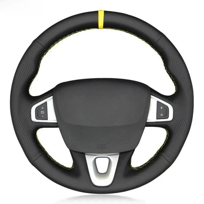 Housse de volant de voiture en cuir artificiel noir, bricolage, pour Renault Megane 3 (Coupe GT) RS 2010 – 2016