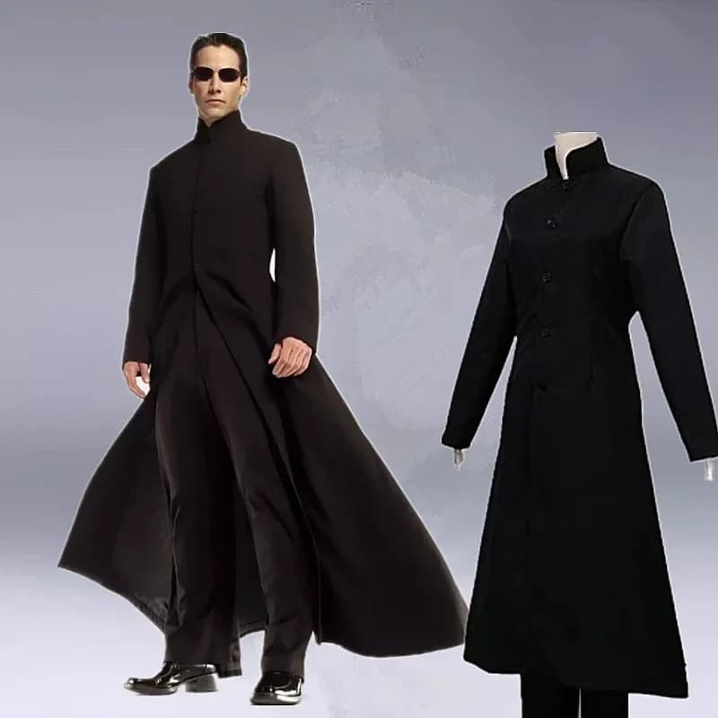Costume de Cosplay Matrix noir personnalisé, Trench-Coat Neo, Costumes de fête d'halloween pour femmes et hommes, accessoires de jeu