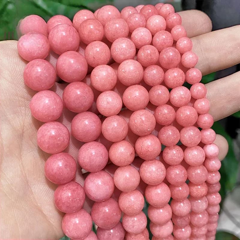 Perles de jaspe calcédoine Rose clair lisse, pierre naturelle, accessoires de Bracelet pour la fabrication de bijoux, fil de 15 pouces, 4 6 8 10 12MM