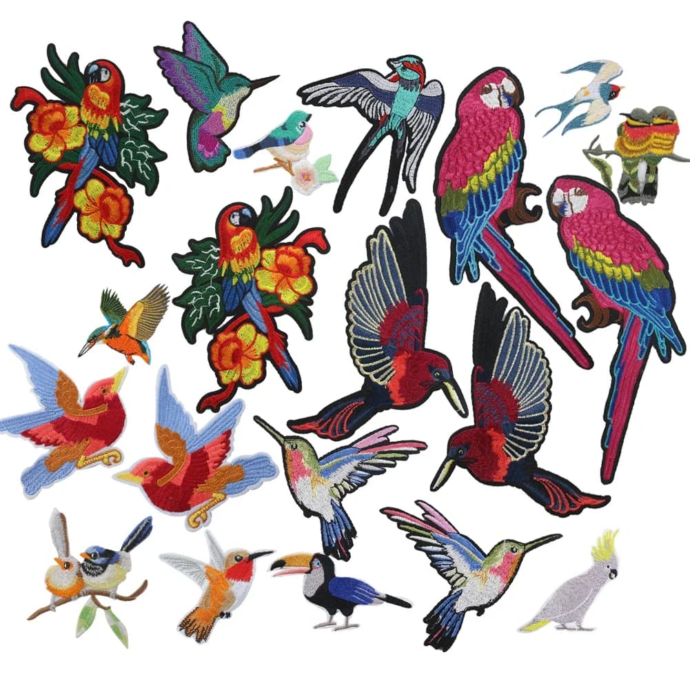 Patchs de broderie d'animaux volants, écusson en tissu bricolage, écusson d'oiseau thermocollant, maghélicoptère, hirondelle, colibri, écusson de couture décliné, 2 pièces